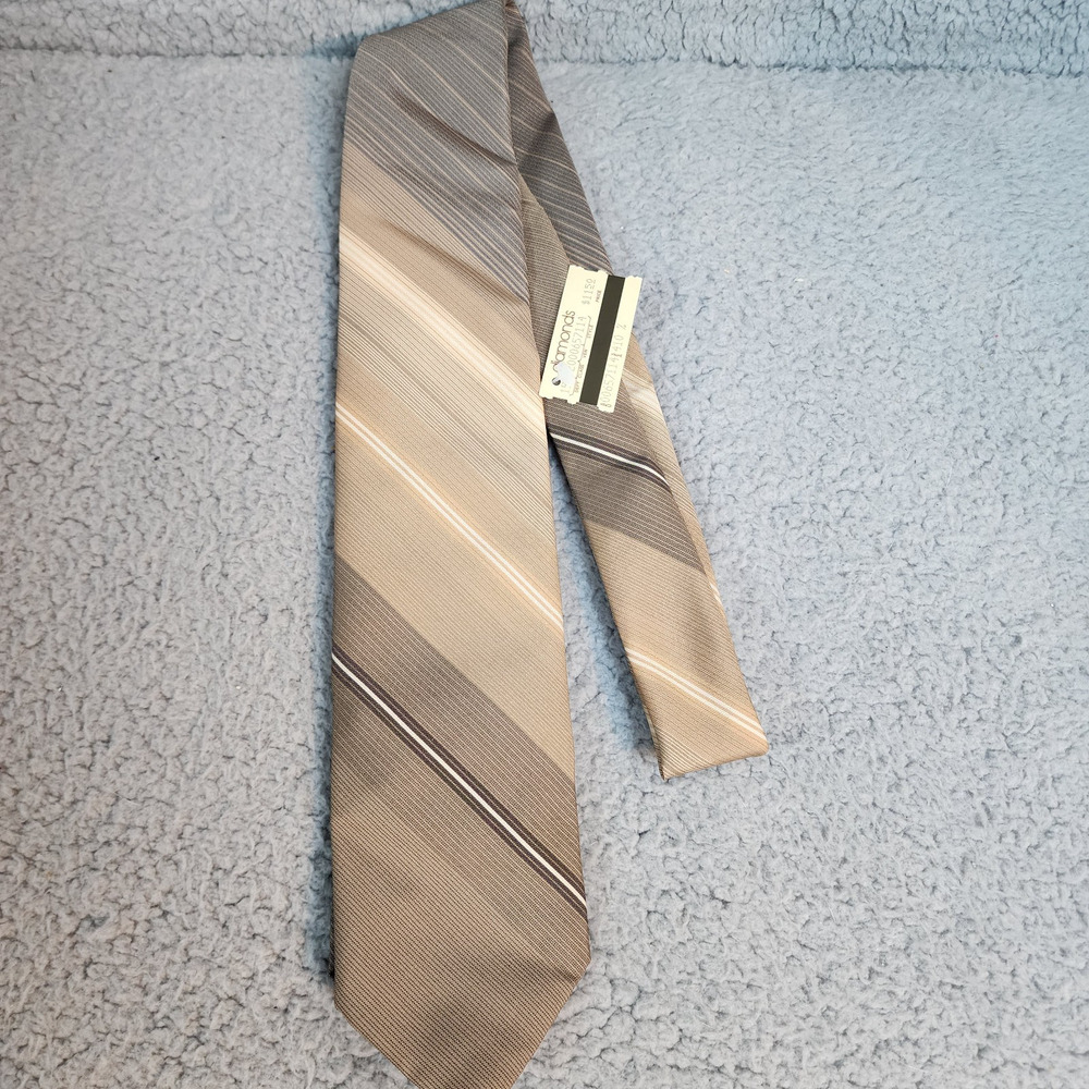 Vintage Wembley Mens Tie Bronze Striped Professional Necktie 80s Corporate NWT